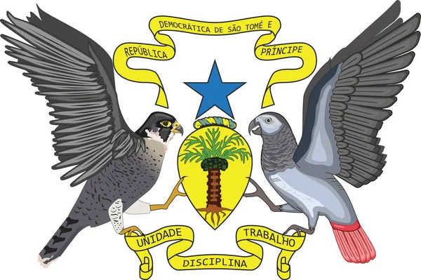 Armoiries Officielles Vectorielles Actuelles République Démocratique Sao Tomé Principe — Image vectorielle