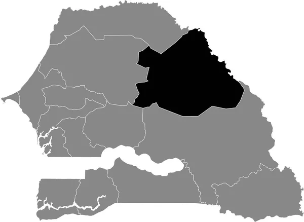 Zwarte Gemarkeerde Locatiekaart Van Senegalese Matam Regio Grijze Kaart Van — Stockvector