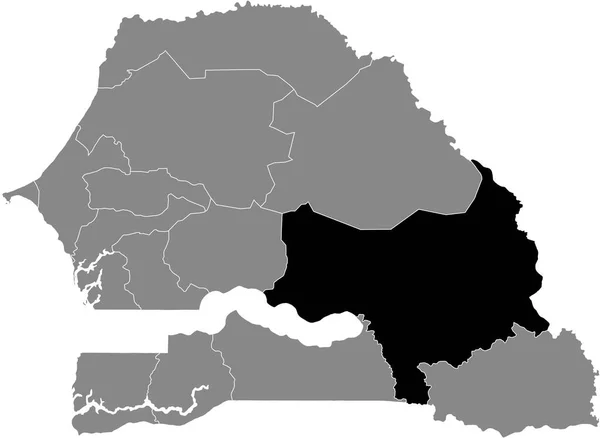 Schwarz Hervorgehobene Positionskarte Der Senegalesischen Tambacounda Region Innerhalb Der Grauen — Stockvektor