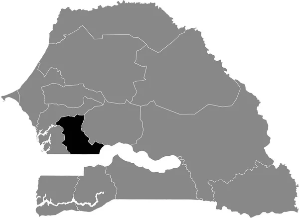 Czarna Mapa Lokalizacji Senegalu Kaolack Wewnątrz Szarej Mapy Senegalu — Wektor stockowy