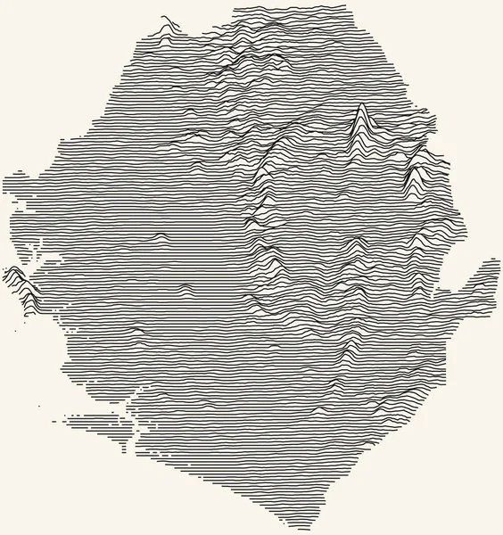 Mapa Topográfico Ligero República Sierra Leona Con Líneas Contorno Negro — Archivo Imágenes Vectoriales