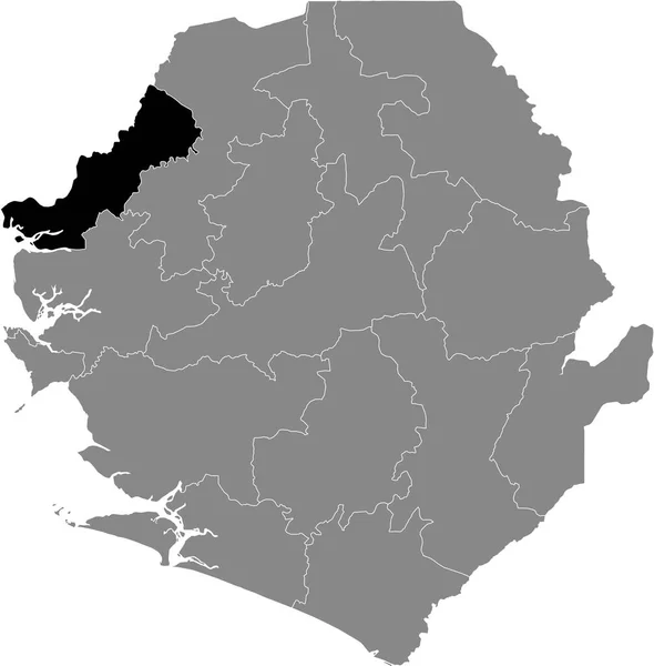 Czarna Mapa Okolicy Sierra Leonean Kambia Wewnątrz Szarej Mapy Sierra — Wektor stockowy