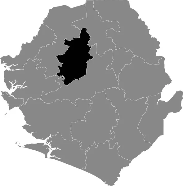 シエラレオネ共和国の灰色の地図の中のシエラレオネ ボンバリ地区の黒いハイライトされた場所の地図 — ストックベクタ