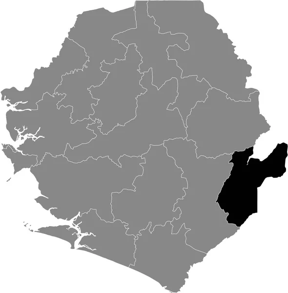 Preto Destaque Mapa Localização Distrito Sierra Leonean Kailahun Dentro Mapa — Vetor de Stock