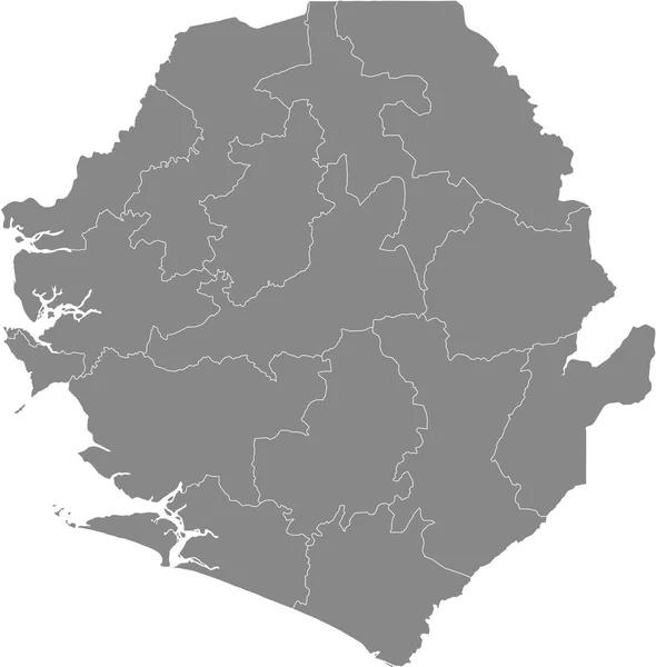 Mapa Vetorial Cinzento República Serra Leoa Com Fronteiras Brancas Dos — Vetor de Stock