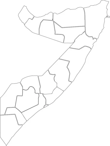 Mapa Vectorial Blanco República Federal Somalia Con Fronteras Negras Sus — Archivo Imágenes Vectoriales