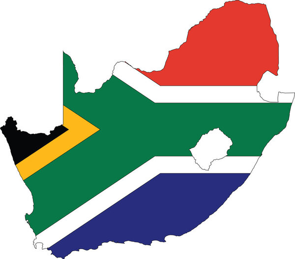 Simple flat flag map of the Republic of South Africa