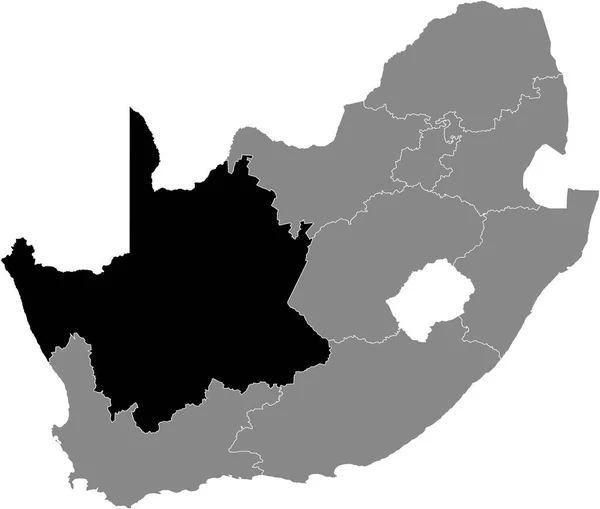 Zwart Gemarkeerde Kaart Van Locatie Van Zuid Afrikaanse Noord Kaap — Stockvector