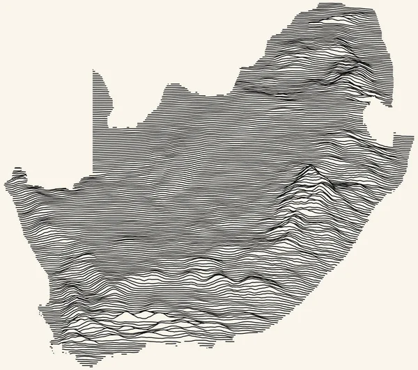 Mapa Topográfico República Sudáfrica Con Líneas Contorno Negro Sobre Fondo — Vector de stock