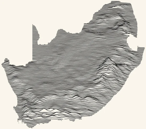 Světlá Topografická Mapa Jihoafrické Republiky Černými Obrysovými Liniemi Béžovém Pozadí — Stockový vektor