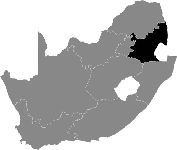 Zwart Gemarkeerde Kaart Van Locatie Van Zuid Afrikaanse Mpumalanga Provincie — Stockvector