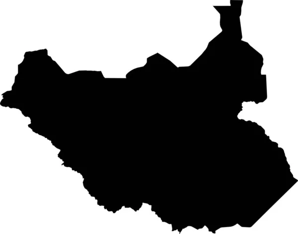 Prosta Czarna Mapa Wektorowa Republiki Sudanu Południowego — Wektor stockowy