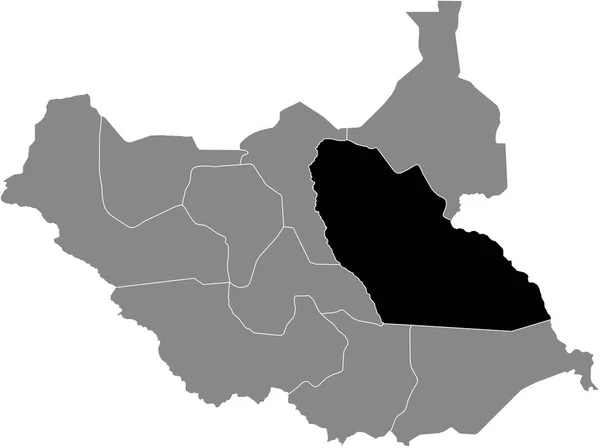 Mapa Ubicación Resaltado Negro Del Estado Sudanés Jonglei Dentro Del — Vector de stock