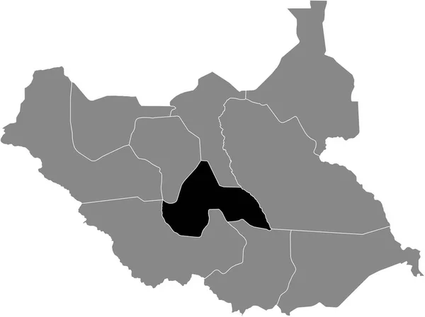 南スーダン共和国の灰色の地図の中の南スーダン湖州の黒いハイライトされた場所 — ストックベクタ