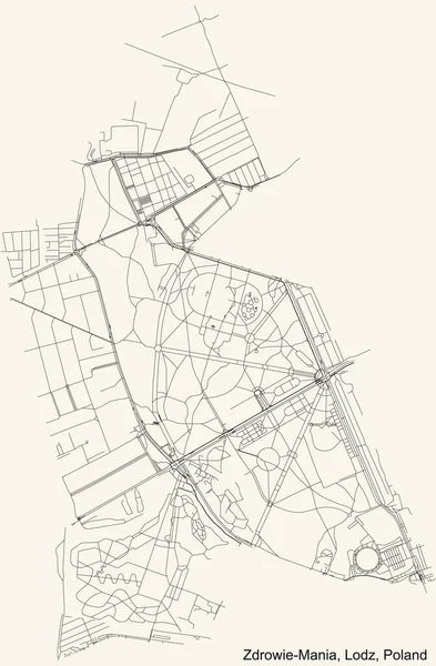 Negro Simple Mapa Carreteras Calle Detallado Fondo Beige Vintage Del — Vector de stock