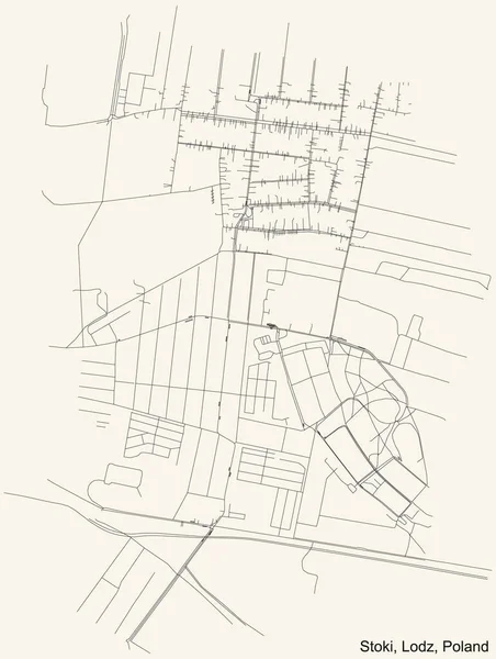 Carte Routière Noire Simple Détaillée Sur Fond Beige Vintage Quartier — Image vectorielle