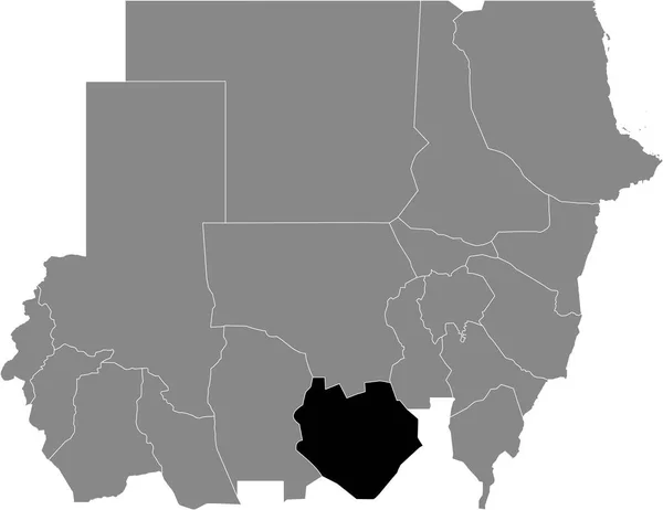 Mappa Dettagliata Nera Dello Stato Sudanese South Kordofan All Interno — Vettoriale Stock