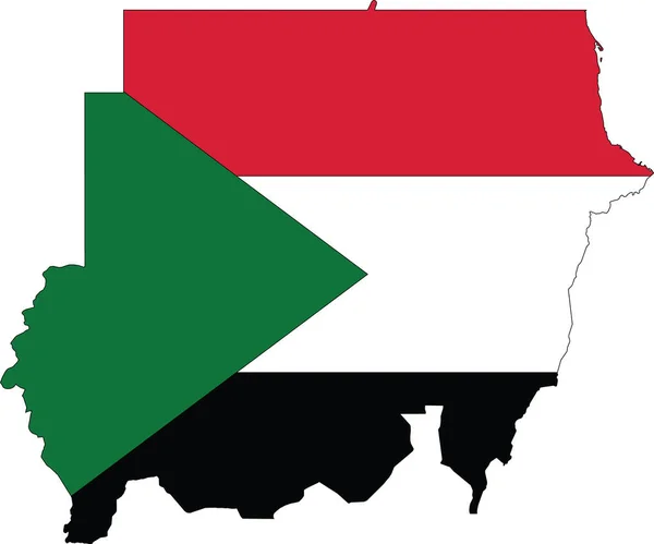 Prosta Płaska Mapa Flagi Republiki Sudanu — Wektor stockowy