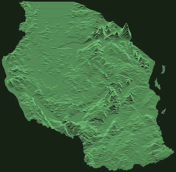 Mapa Tático Radar Militar Topográfico República Unida Tanzânia Com Linhas —  Vetores de Stock