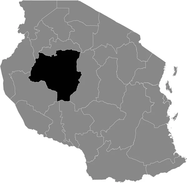 Mappa Nera Della Regione Tabora Tanzania All Interno Della Mappa — Vettoriale Stock