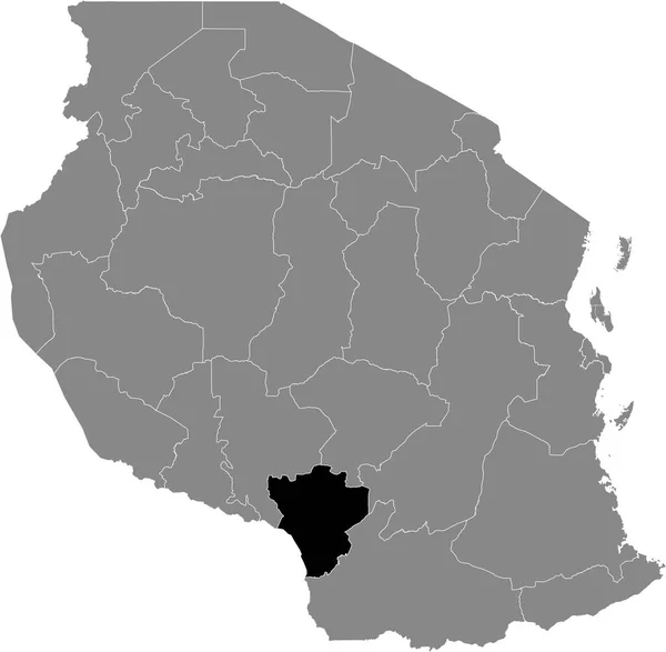 Zwarte Gemarkeerde Locatiekaart Van Tanzaniaanse Njombe Regio Grijze Kaart Van — Stockvector