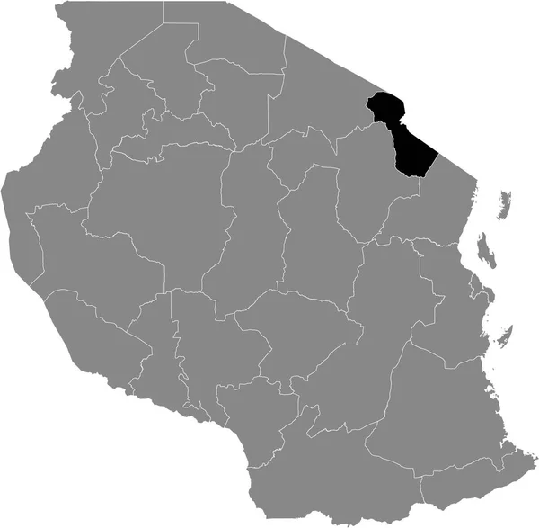 Zwarte Gemarkeerde Locatiekaart Van Tanzaniaanse Kilimanjaro Regio Grijze Kaart Van — Stockvector