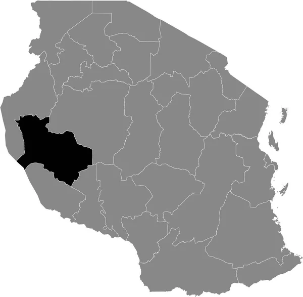 Tanzanya Birleşik Cumhuriyeti Nin Gri Haritasında Tanzanya Katavi Bölgesinin Siyah — Stok Vektör