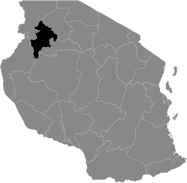 Карта Расположения Танзании Серой Карте Объединенной Республики Танзания Черном Цвете — стоковый вектор