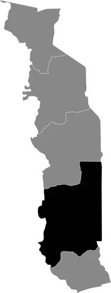 Preto Destaque Mapa Localização Região Plateaux Togoa Dentro Mapa Cinza — Vetor de Stock