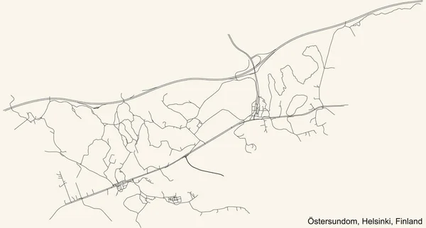 Preto Simples Mapa Detalhado Estradas Rua Fundo Bege Vintage Bairro —  Vetores de Stock