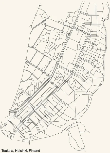 Mappa Dettagliata Delle Strade Nere Sfondo Beige Vintage Del Quartiere — Vettoriale Stock