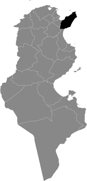 Mapa Ubicación Resaltado Negro Provincia Tunecina Gafsa Dentro Del Mapa — Vector de stock