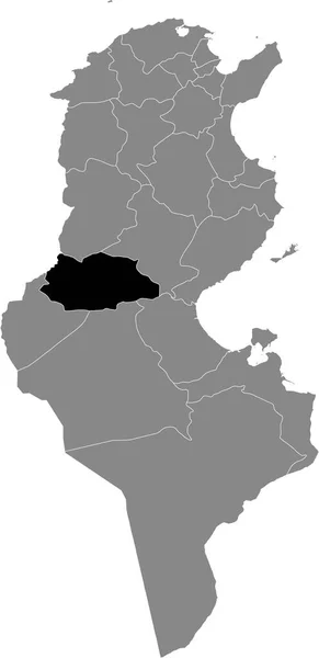 チュニジア政府の黒いハイライトの場所チュニジア共和国の灰色の地図 — ストックベクタ