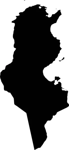Простая Чёрная Векторная Карта Тунисской Республики — стоковый вектор