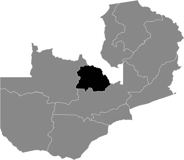 Preto Destaque Mapa Localização Província Zambiana Copperbelt Dentro Mapa Cinza — Vetor de Stock