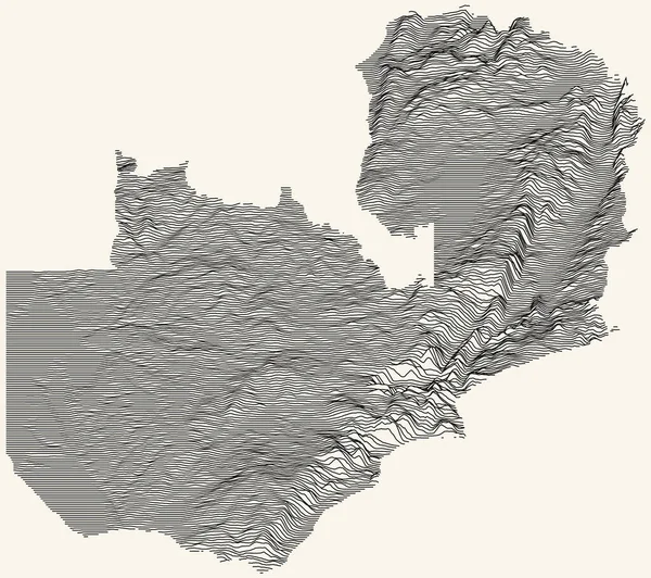 Световая Топографическая Карта Замбии Черными Контурами Бежевом Фоне — стоковый вектор