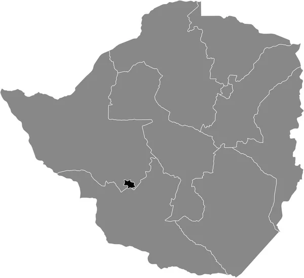 Zwarte Gemarkeerde Locatiekaart Van Zimbabwaanse Provincie Bulawayo Grijze Kaart Van — Stockvector