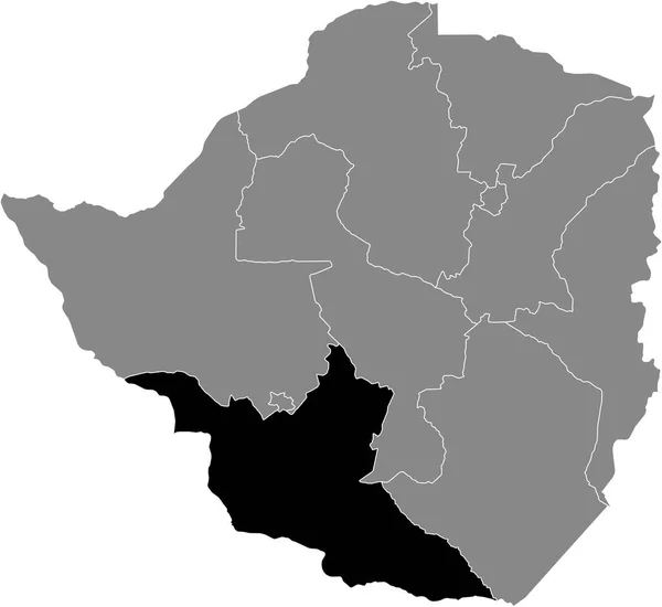 Mapa Ubicación Resaltado Negro Provincia Matabeleland Sur Zimbabue Dentro Del — Vector de stock
