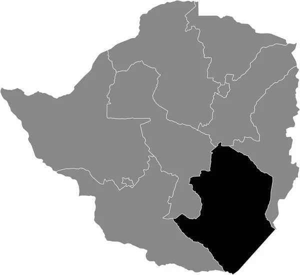 Mapa Ubicación Destacado Negro Provincia Masvingo Zimbabue Dentro Del Mapa — Vector de stock