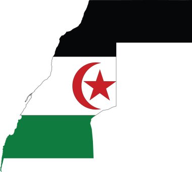Sahra Arap Demokratik Cumhuriyeti 'nin basit düz bayrak haritası (Batı Sahra)