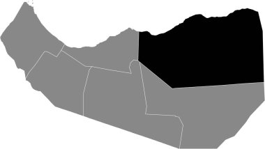 Somalilander Sanag bölgesinin Somaliland Cumhuriyeti 'nin gri haritasının altı çizili.