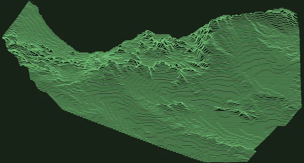 带有深绿色背景翡翠绿色等高线的索马里兰共和国地形图军事雷达战术地图 — 图库矢量图片