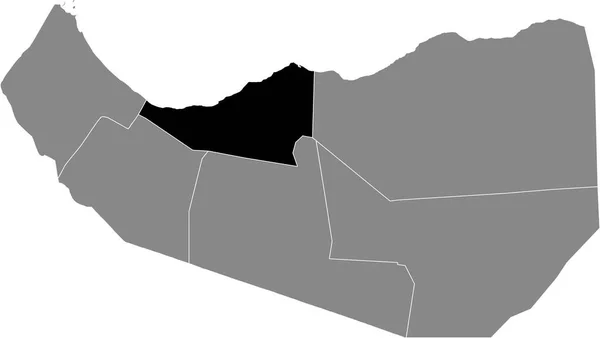 Svart Markerad Platskarta Över Somalilander Sahil Regionen Inuti Grå Karta — Stock vektor