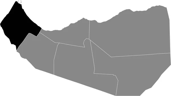 Черная Выделенная Карта Местности Региона Сомалилендер Авдал Внутри Серой Карты — стоковый вектор