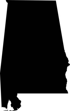 Simple black vector map of the Federal State of Alabama, USA clipart