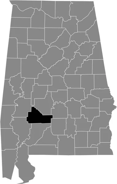 Zwart Gemarkeerde Kaart Van Locatie Van Amerikaanse Wilcox County Grijze — Stockvector