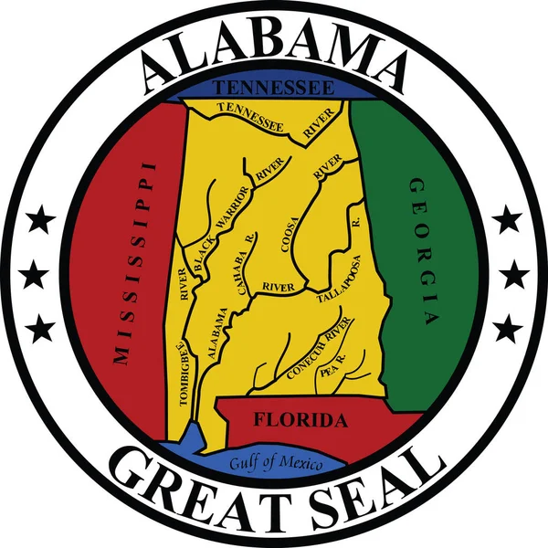 Vetor Atual Oficial Grande Selo Estado Federal Alabama Eua — Vetor de Stock