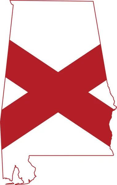 Mapa Simples Bandeira Plana Estado Federal Alabama Eua — Vetor de Stock