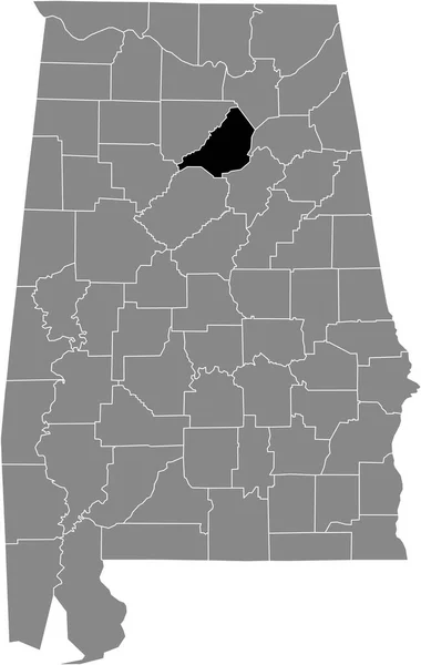 Zwart Gemarkeerde Kaart Van Locatie Van Blount County Grijze Kaart — Stockvector