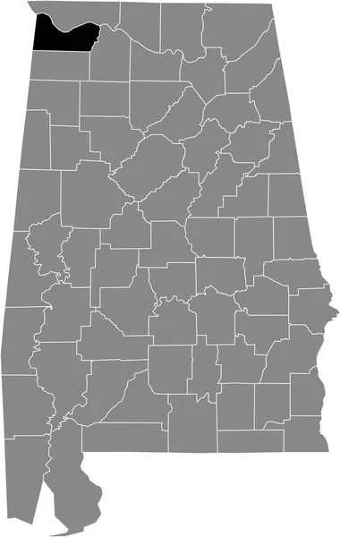 アメリカ合衆国アラバマ州の灰色の地図の中のアメリカのコルベア郡の黒いハイライトされた場所の地図 — ストックベクタ